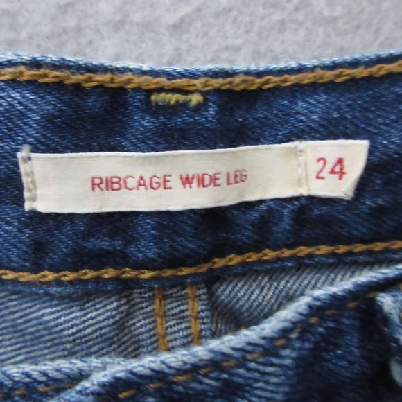 Levis Ribcage Wide Leg Jeans Women 24 Blue Medium Wash Premium Zipper Fade - Picture 10 of 13